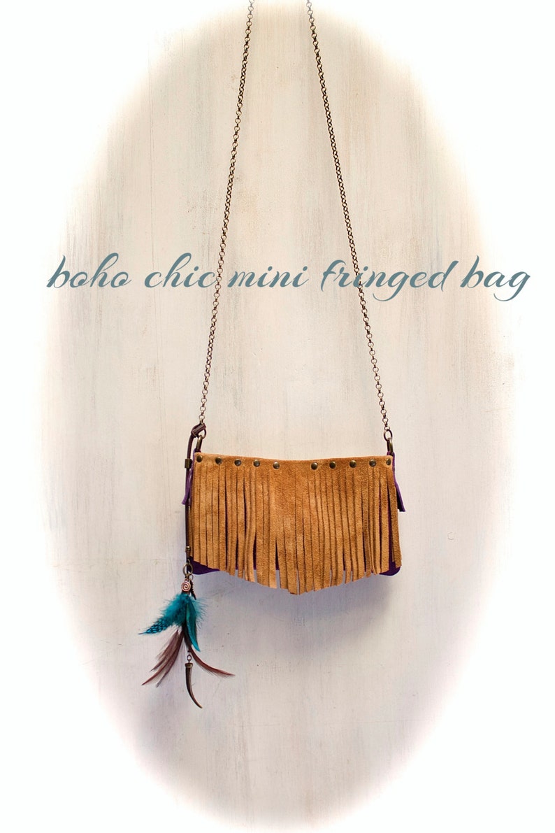 mini fringed bag, small leather crossbody, boho chic bags agneset 