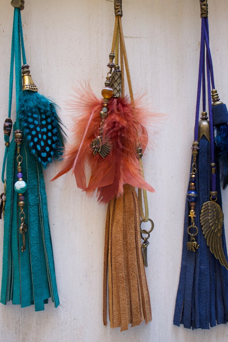 Bag CHARM CUSTOMIZED Charm Tassel Feather Leather Charms Bags Etsy