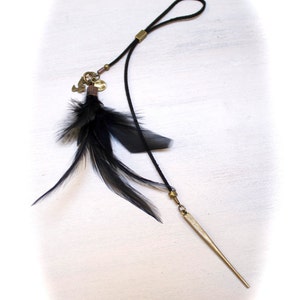 charms bag, black feather tassel, minimal zipper charms , boho accessories