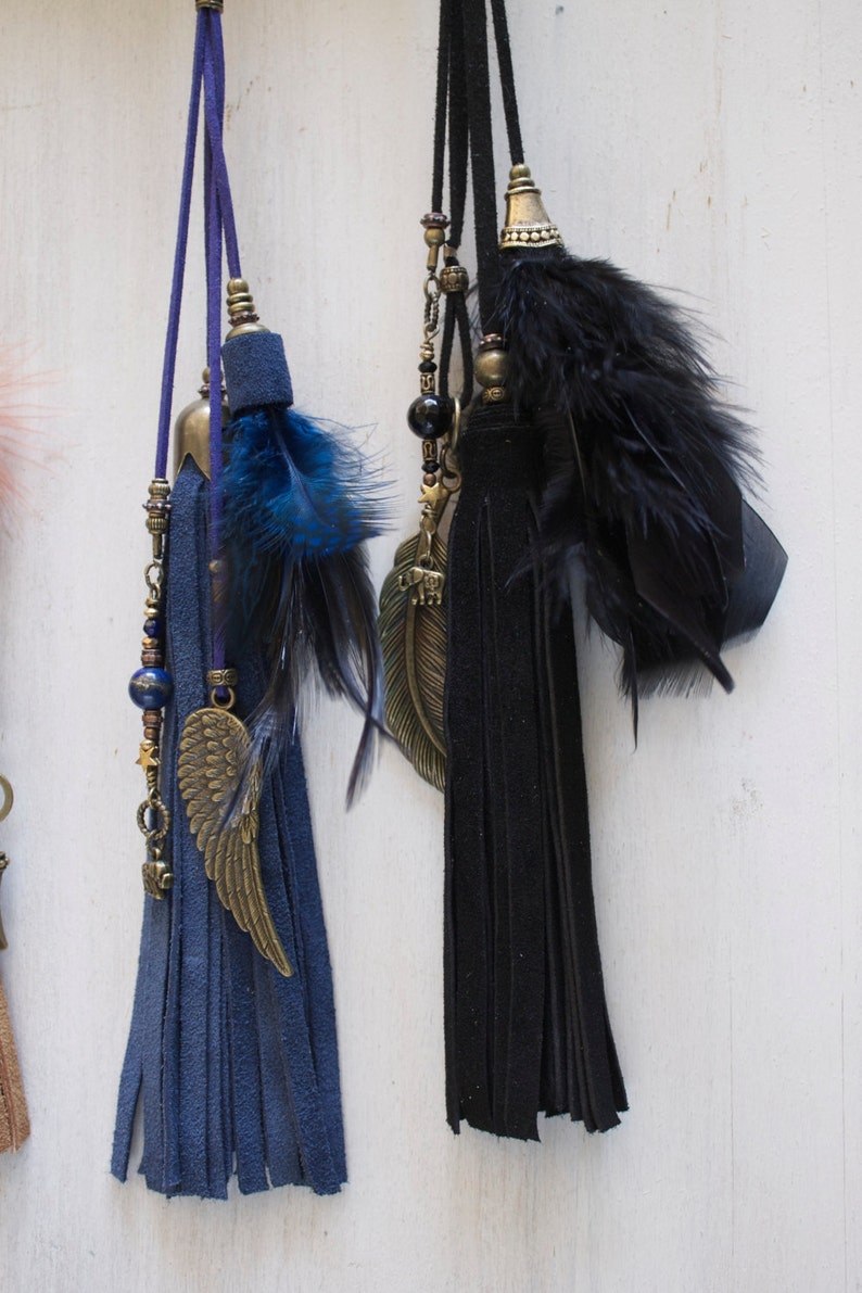 Bag CHARM CUSTOMIZED Charm Tassel Feather Leather Charms Bags Etsy