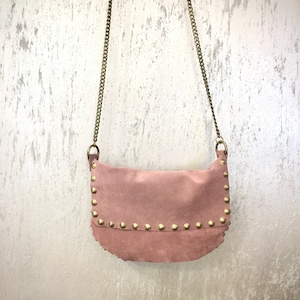 Petit sac hobo rose, fabriqué en Italie