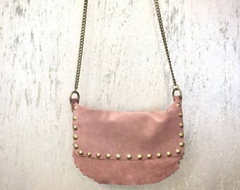 pink small hobo bag, Made in Italy