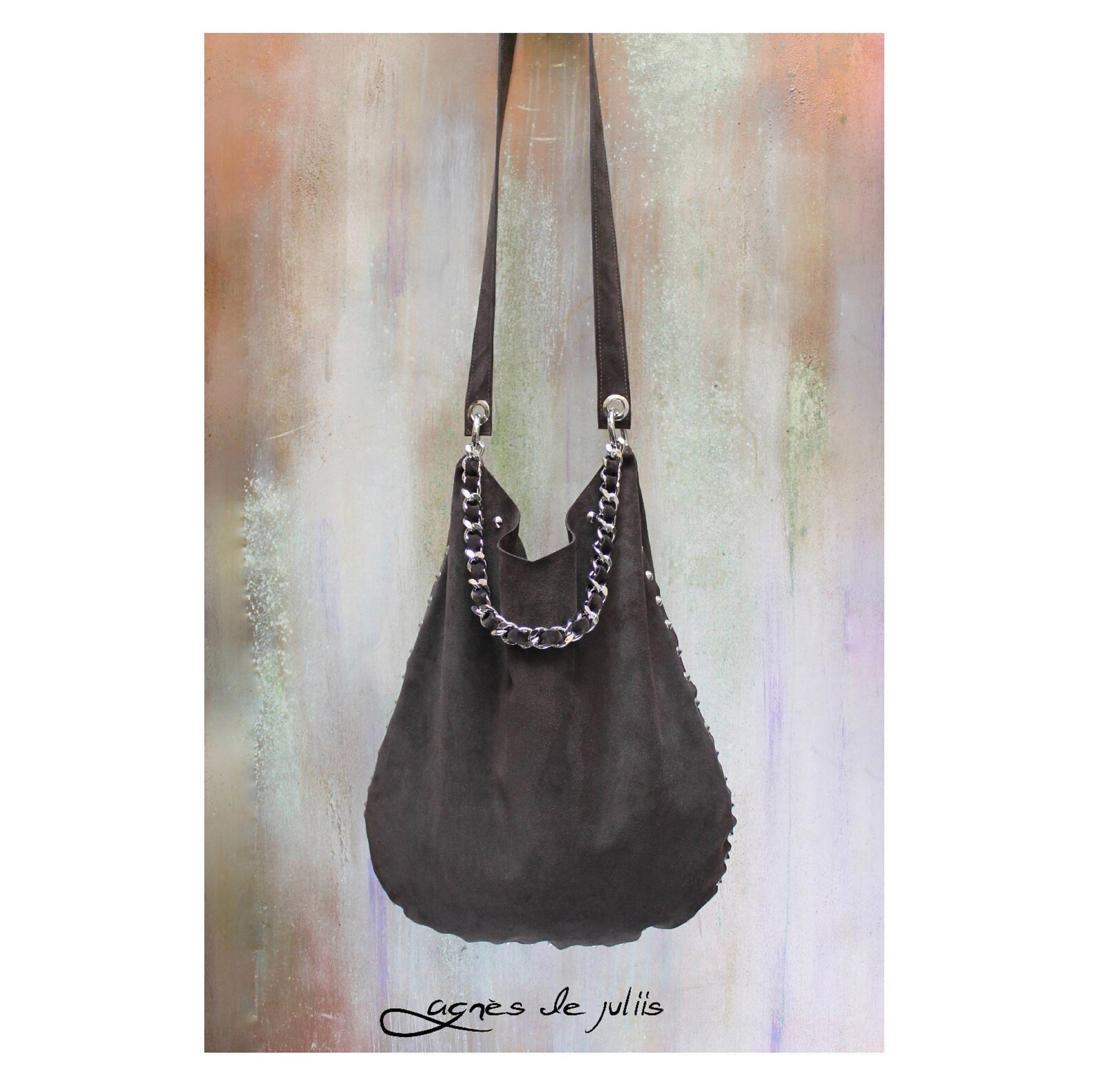 Leder besetzt Hobo Tasche mit Doppelgriff Wildleder Crossbody | Etsy