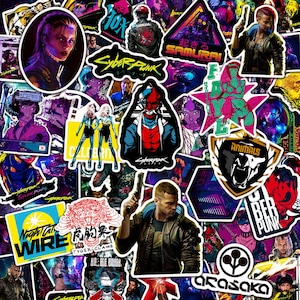 50-pack neon cyberkonst-klistermärken, edgy klistermärken, psykedeliska klistermärken, retro-klistermärken, vattentäta klistermärken för laptop, bagage, tumbler