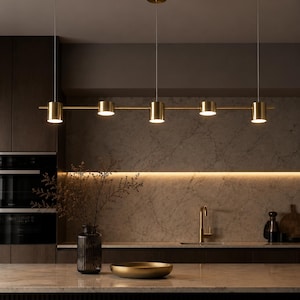 Modern Linear LED Chandelier – 5 Heads Kitchen Island Pendant Light