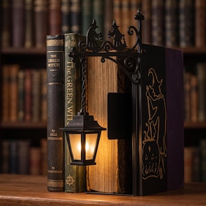 Gothic Bookshelf Lantern Light, Mini Hanging Library Lamp, Book Nook Decor, Vintage Reading Room Lighting, Fantasy Shelf Accent, Book Lover