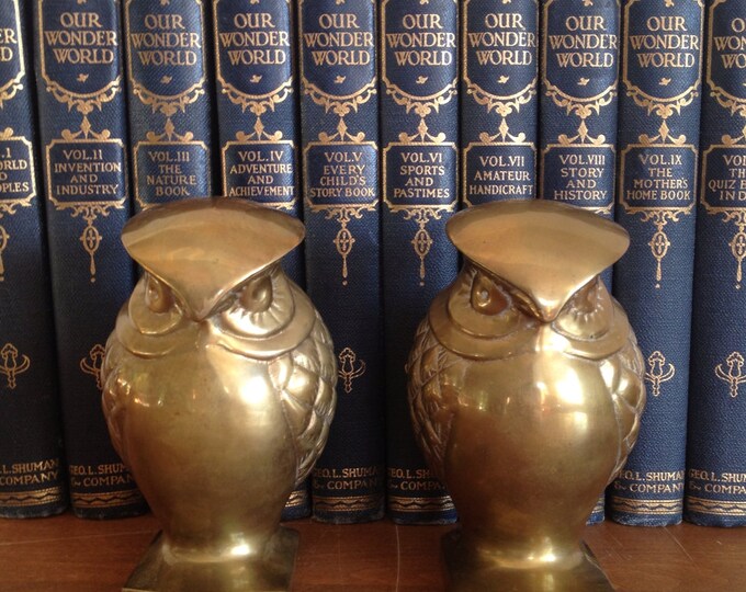 Pair of Vintage Mid Century Brass Owl Bookends. Etsy