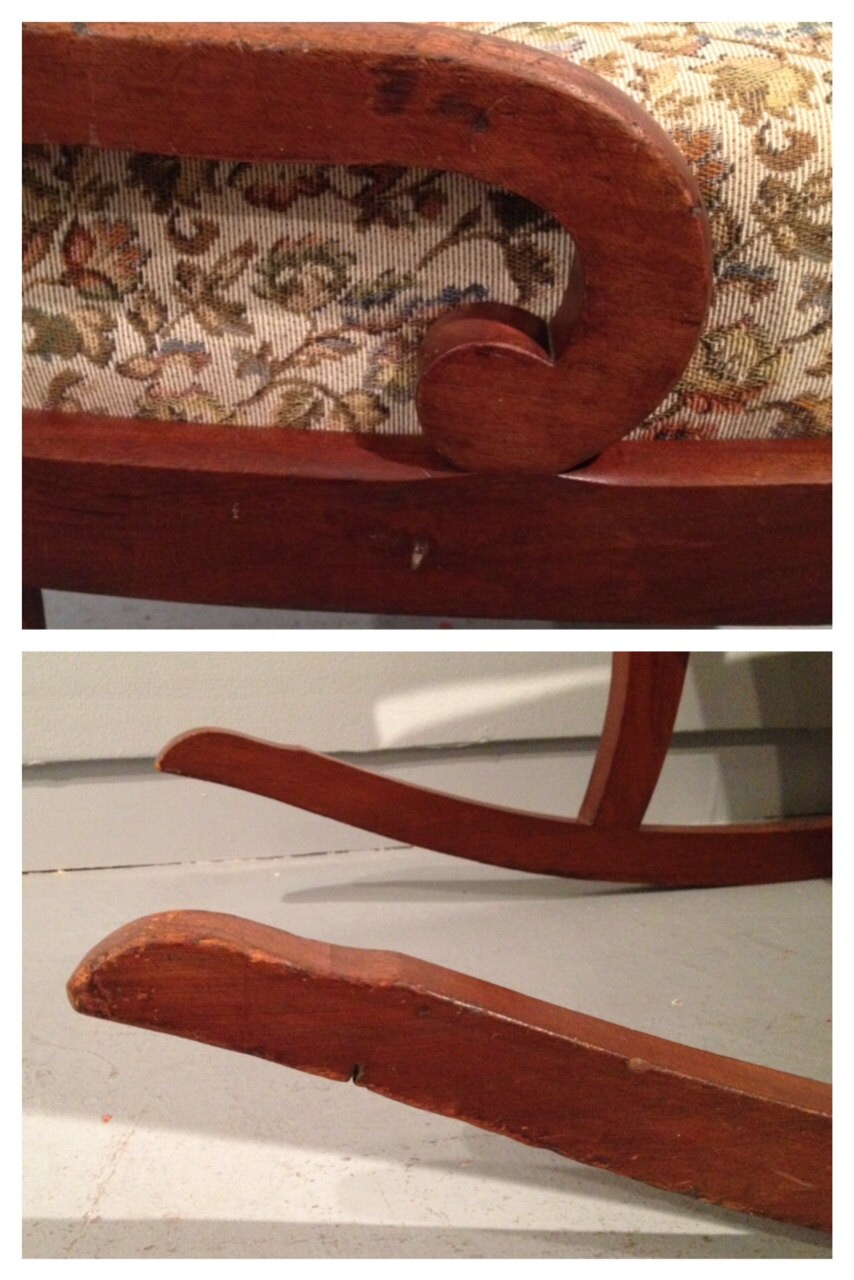 Vintage armless rocking chair. 1940s nursing rocker / sewing Etsy