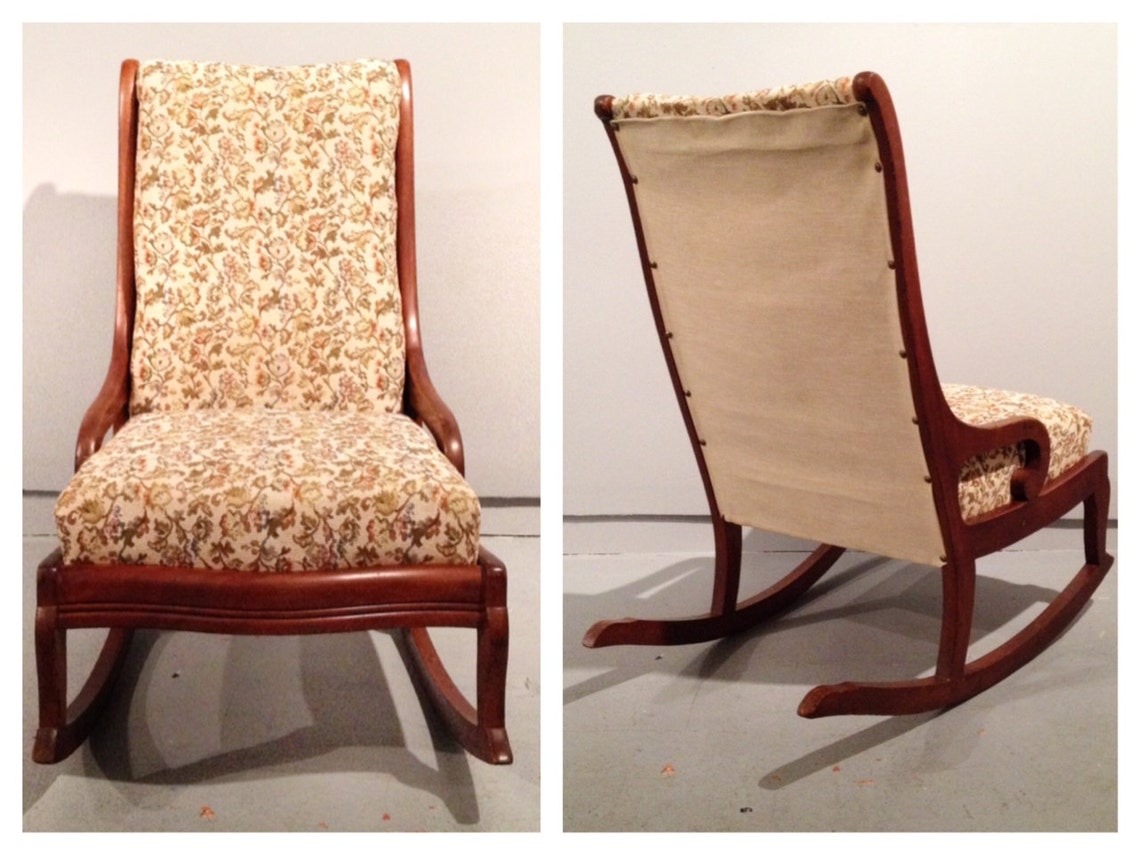Vintage armless rocking chair. 1940s nursing rocker / sewing Etsy