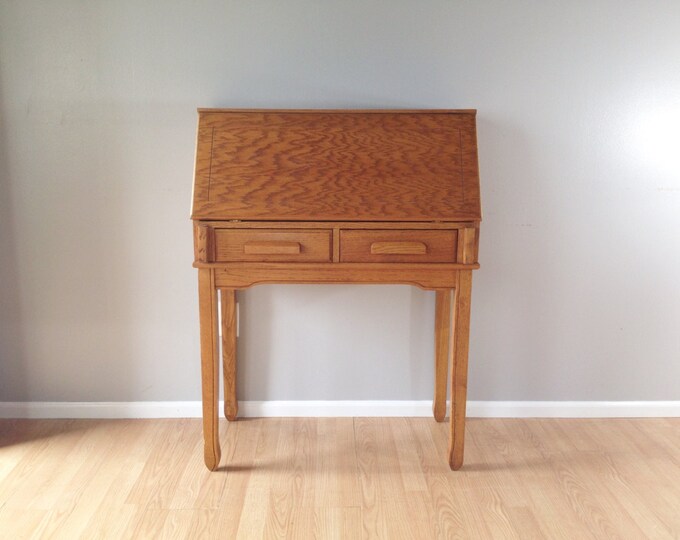 Vintage Oak Secretary Desk. Home Office Work Space. Retro Etsy