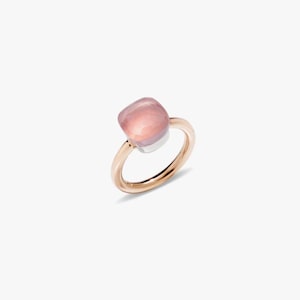 Rose Quartz Ring 925 Sterling Silver With Gold Plated Ring