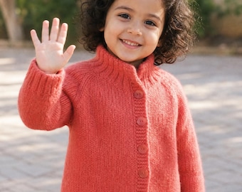 Modèle de pull raglan pour enfant, veste tricotée pour enfant, pull à col montant, tricot facile