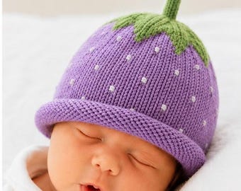 Modèle de tricot fraise (PDF) | Bonnet bébé fruit, chapeau enfant (Téléchargement numérique)