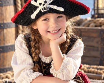 Crochet Skull Hat Pattern PDF, Kids Pirate Beanie, Halloween Crochet Hat, Skeleton Hat Pattern, Boys Girls Winter Beanie