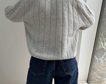 Braidy Loop Sweater Knitting Pattern | Cable Sleeve, Ribbed Jumper (PDF Download)