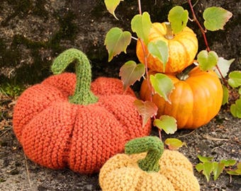Schema PDF per realizzare una zucca a maglia, decorazione autunnale a maglia, zucca piccola e grande, decorazione di Halloween fatta a mano