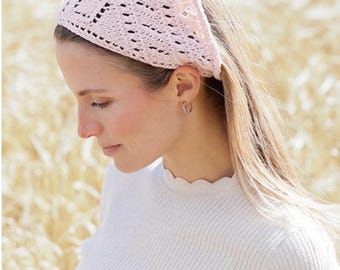 Patroon voor gebreide kanten hoofddoek | Katoen-merino I-cord bandana (PDF-download)