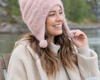 Modèle de bonnet à cache-oreilles tricoté | Bonnet d'hiver tricoté avec pompons | Modèle de bonnet douillet pour enfant (PDF) | Bonnet au point mousse | Patron de tricot