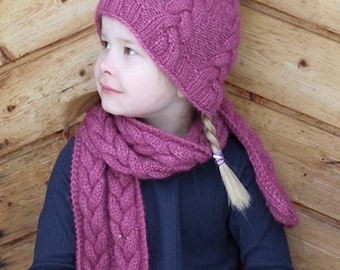 Kids Cable Knit Hat & Scarf Pattern PDF | Cozy Winter Set Knitting Pattern | Children’s Beanie Scarf | Sizes 2–10 Years | Instant DownloaD