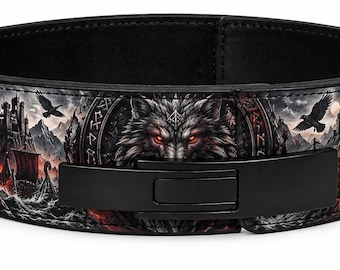 Cinturón de cuero Viking Wolf con palanca, entrenamiento de fuerza para levantamiento de pesas, regalo para el gimnasio