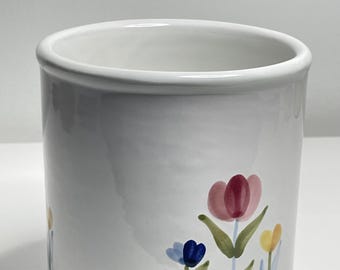 Vintage William Sonoma akvarell tulpanredskapshållare | Blommig köksdekoration