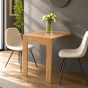 Wall Mounted Folding Pine Table with Frame, Space Saving Murphy Desk (24”x36”) 60x90cm