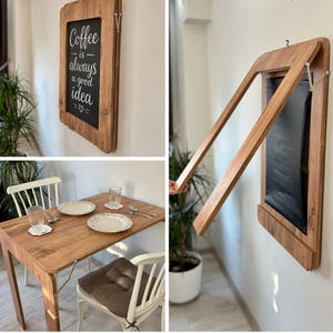 Opklapbare wandtafel met frame, ruimtebesparend Murphy-bureau, op maat gemaakte keukentafel (60 x 90 cm)