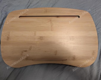 Bamboo Laptop Lap Desk With Cushion & Phone Holder, Laptop Bed Desk, Writing Lap Desk, Laptop Stand Bed, Portable Lap Desk, Sofa Laptop Desk