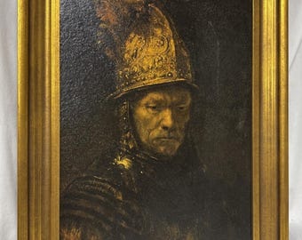 Rembrandt Man With the Golden Helmet and Framed Art Print on Board 23x18.25”