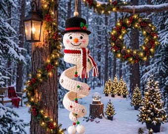 Easy Snowman Crochet Pattern – Amigurumi Toy & Spinning Ornament PDF