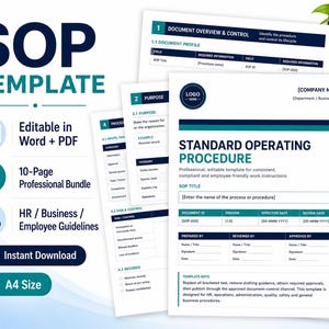 Modelo de POP | Procedimento Operacional Padrão | Documento Word Editável | Manual de Processos de Negócio | RH e Operações