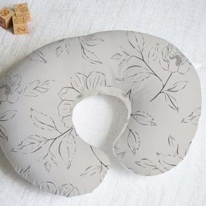 Sketch Floral Nursing Pillow Cover with Personalization Option - Multiple colors