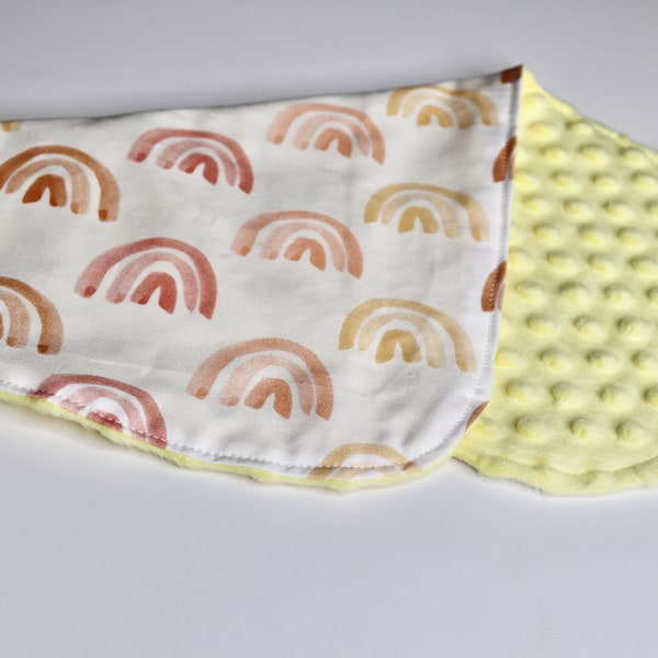 Minky- Burp -Cloth - Golden Tone Rainbows