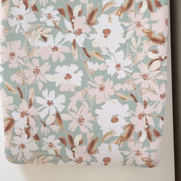 Sage Watercolor Floral Changing Pad Cover