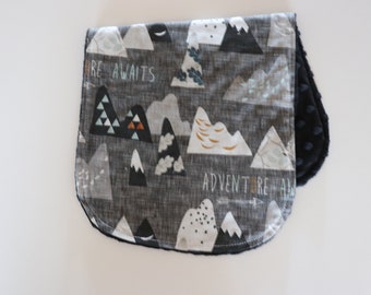 Minky- Burp- Cloth - Gray Mountains