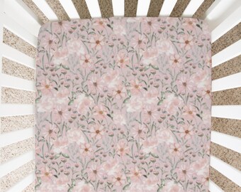 Baby Shower Gift Baby Girl Gift New Mom Gift Blush Floral Crib Sheet