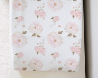 Floral Changing Pad Cover Pale Blush