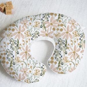 Moody Floral Peach Blush Sage Mustard Nursing Pillow Cover With Personalization Option