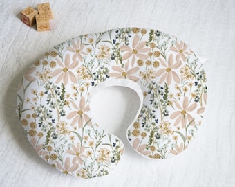 Moody Floral Peach Blush Sage Mustard Nursing Pillow Cover With Personalization Option