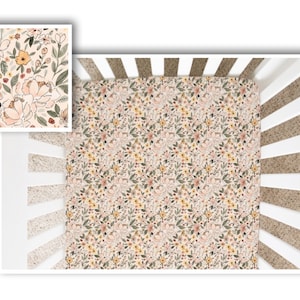 Floral Blush Sage Mustard Crib Sheet