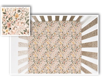 Floral Blush Sage Mustard Crib Sheet