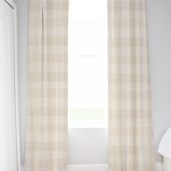 Beige/Tan Buffalo Plaid Curtains