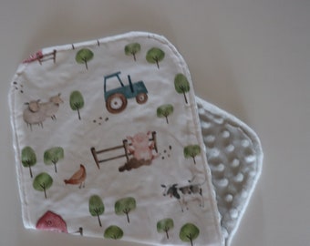 Minky Burp Cloth - Farm