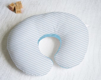 Lt Blue Ticking Nursing Pillow Cover With Personalization Option