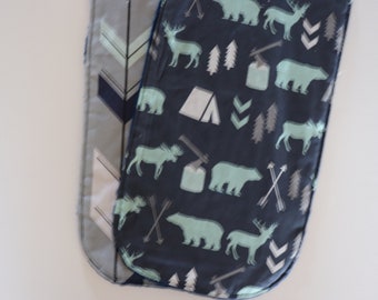 Minky Burp Cloth - Wilderness - Bears - Deer - Moose - 2 pack