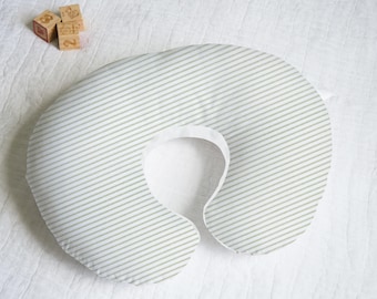 New Baby Gift Baby Shower Gift Baby Mom Gift Sage Ticking  Nursing Pillow Cover  with Personalization Option