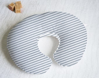 New Baby Gift Baby Shower Gift Baby Mom Gift Navy Ticking  Nursing Pillow Cover  with Personalization Option