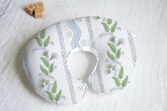 New Baby Gift Baby Shower Gift Baby Girl Gift Floral Stripe Blue Nursing Pillow Cover With Personalization Option