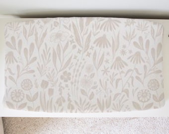 Tan Wildflower Changing-Pad-Cover