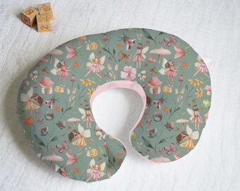 New Baby Gift Baby Shower Gift Baby Girl Gift Floral and Fairies Nursing Pillow Cover With Personalization Option
